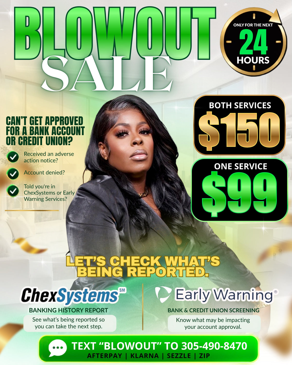 Chexsystem /Early Warnings Blowout Sale